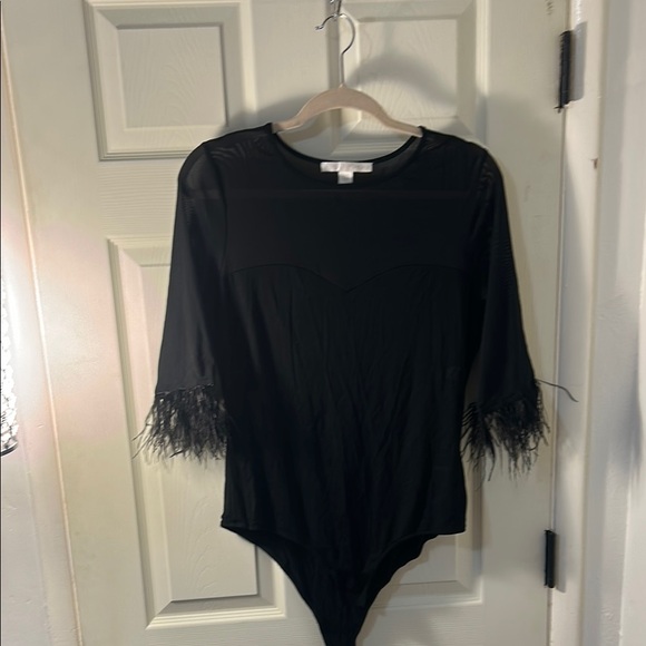 Boston Proper Black Pleated Embellished Bobysuit - Picture 6 of 7